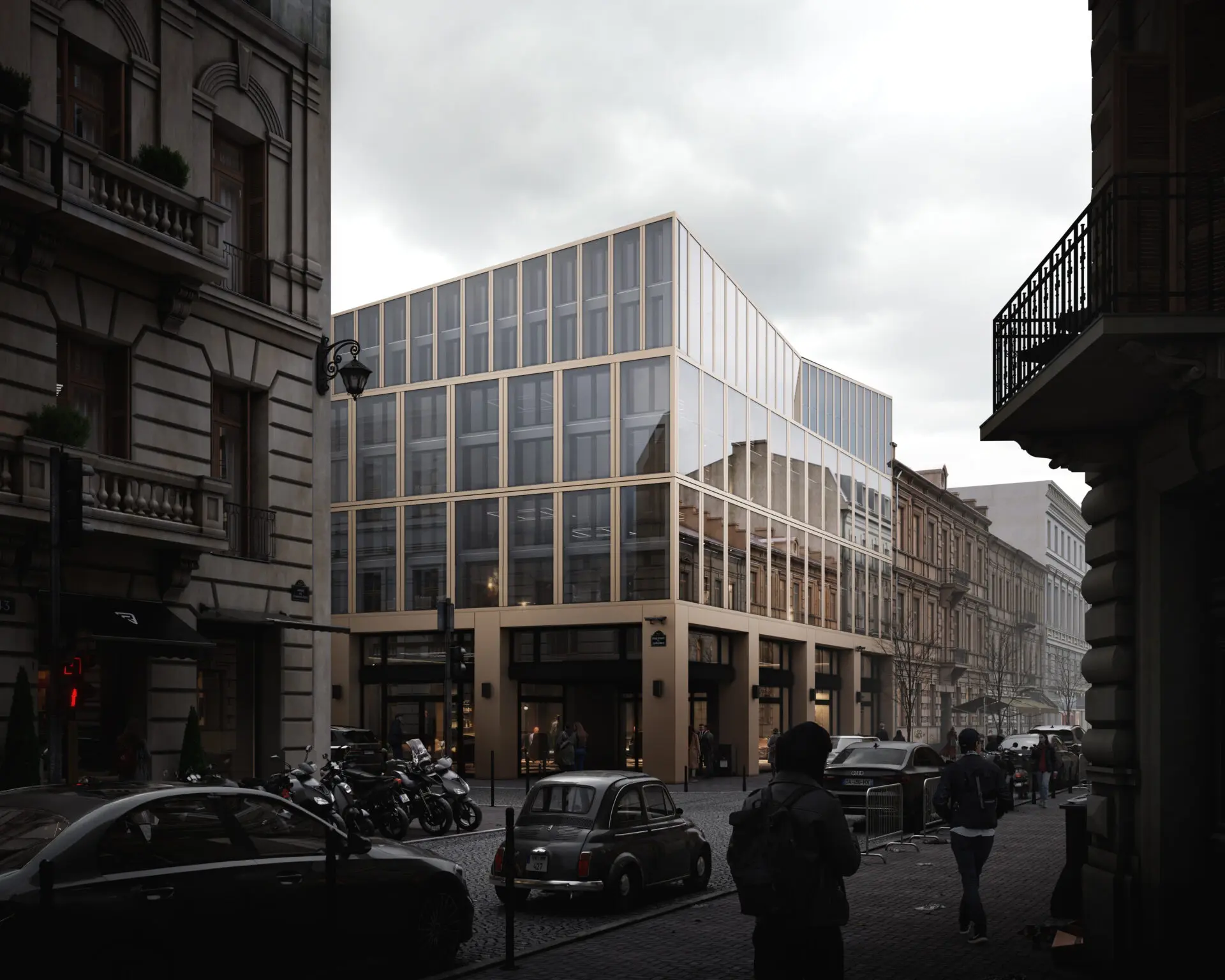 Building exterior at night